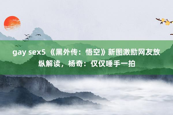 gay sex5 《黑外传：悟空》新图激励网友放纵解读，杨奇：仅仅唾手一拍