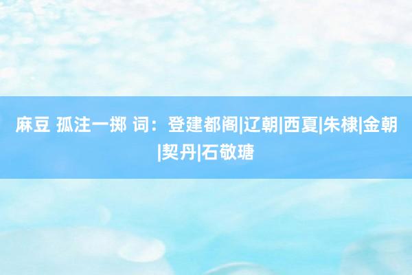 麻豆 孤注一掷 词：登建都阁|辽朝|西夏|朱棣|金朝|契丹|石敬瑭